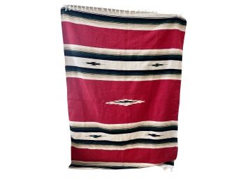 Large Red Banded Mexican Blanket