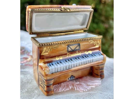 Limoges France Rochard Peint Main Piano With Cat Box