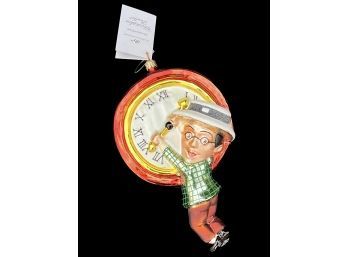Vintage Christopher Radko The Harold Lloyd Trust Millennium Glass Clock Ornament With Box And Tag