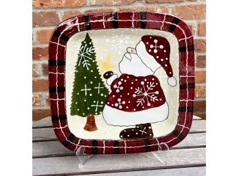 Expressly Yours Square Red Santa Plate