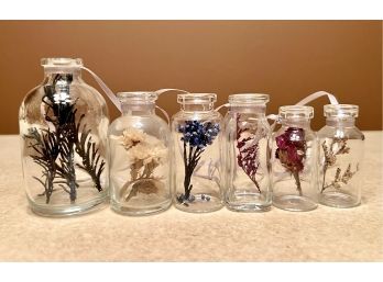 Small Ornaments With Dried Flowers Inside, 1-2 Inches Tall