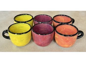 (6) Nice Quality Colorful Glazed Ceramic Mugs