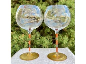 (2) Alan Lee Collection Artisanal Hand Crafted Goblets