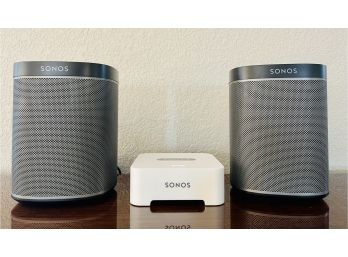2 Sonos Play One- Speakers With Sonos Bridge