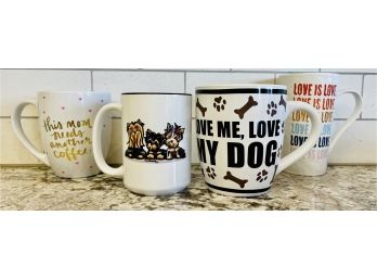 4 Coffee Mugs Including 'love Is Love'