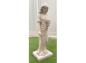 Lady Holding Flowers Outdoor Clay Sculpture