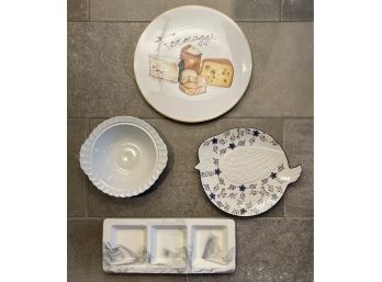Lot Of 4 Assorted Trays & Serving Plates
