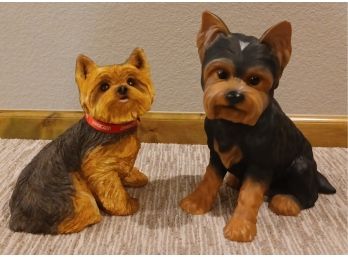 Lot Of 2 Yorkshire Terrier Sculptures Including One From The Danbury Mint