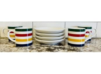 Set Of Hudson's Bay Demitasse Mugs With Plates