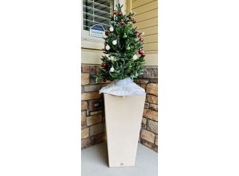 Outdoor Planter With Faux Christmas Tree