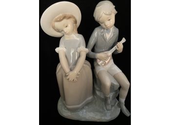 Lladro Girl & Boy Playing The Mandoline