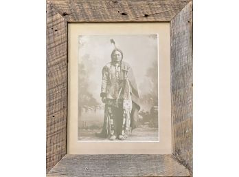 Portrait  Of American Indian In Rustic Frame