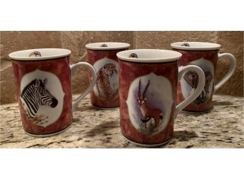 4 Chase African Portraits Mugs.  Decorated With 24 Karat Gold