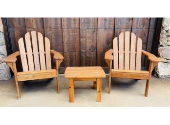 3 Pc Natural Wood Chairs And Small Table By Andersons Adirondacks