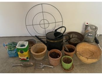 Collection Of Garden Items, Including Water Can, Pots, Chemicals  And More
