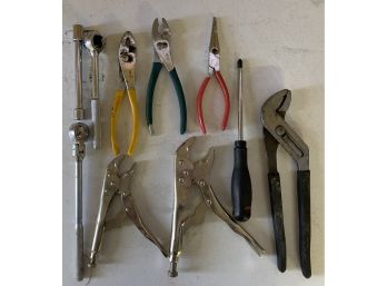 Assortment Of Tools Including Wrenches, Pliers And More