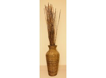 Large Weaved Vase With Decorative Twigs
