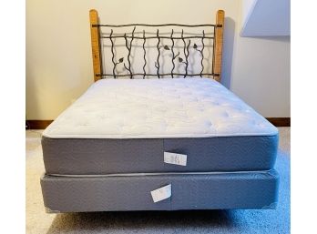 Log & Iron Queen Size Bed With Therapeutic Mattress