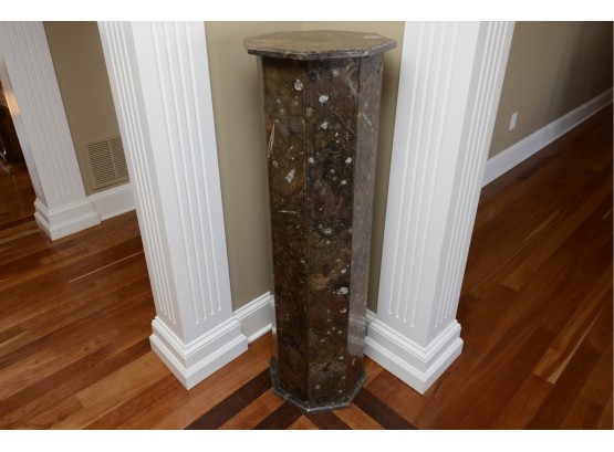 Gallery Piece- Fossil Inlay Marble Pedestal Stand