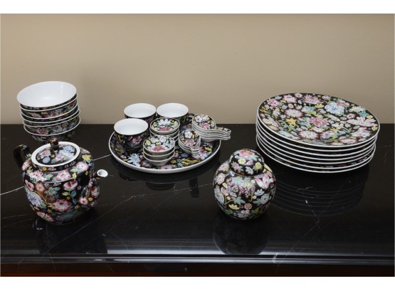 Chinese Famille Noire Mille Fleur China Set