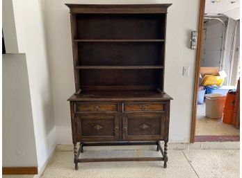 Two Piece Antique Buffet With Hutch