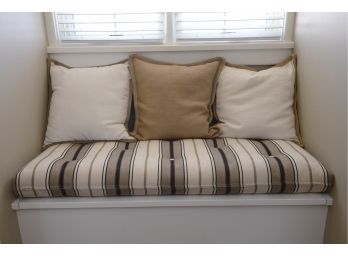 Custom Upholstered Bench Cushion With Pottery Barn Accent Pillows