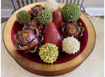 Kitchen Centerpiece Dish With Artichokes And Pears