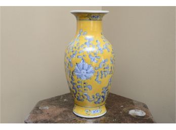 Yellow Italian Hand Painted Porcelain Vase