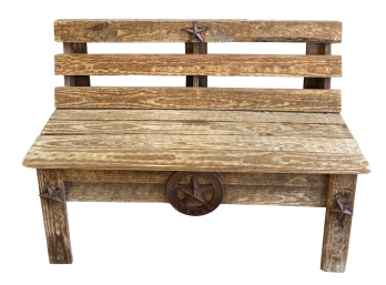 Decorative Wooden Bench With Metal Stars