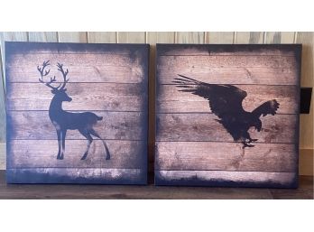 Deer And Eagle On Canvas Art