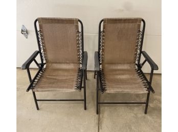 2 Fabric Outdoor Folding Chairs