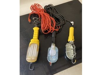 3 Electric Shop Lights With Cords