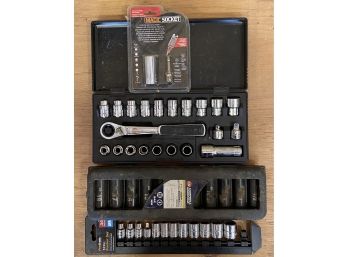 Assorted Socket Wrench Sets In Cases