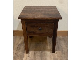 Small Solid Wooden End Table With 1 Drawer