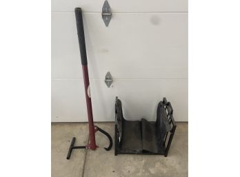 Northern Industrial Log Hook And Metal Firewood Holder With Cover