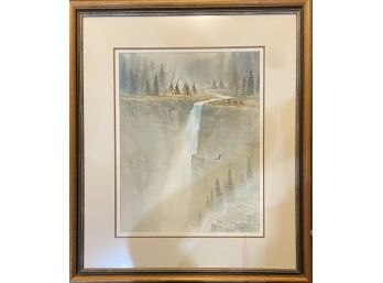 Waterfall Painting - Signed Michael Gress 1995 In Frame