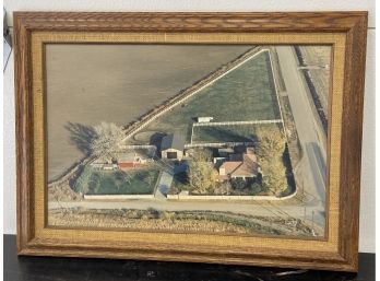 Framed Aerial View Of Farm With COA