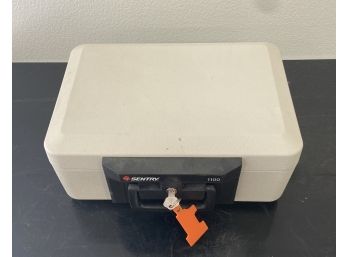 Sentry 1100 Fireproof Lock-box With Key In Excellent Shape.