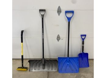 Lot Of 3 Snow Shovels And Ice Scrapper