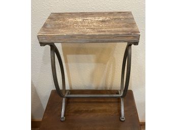 Small Decorative Table With Wood Top And Metal Legs