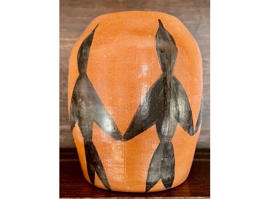 Southwestern Native American Ceramic Vase With Circle Of Crows