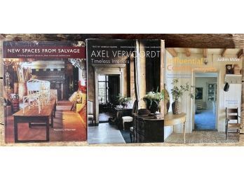 (3) Explorative Interior Design Books, 'New Spaces From Salvage', 'Timeless Interiors' And 'Country Styles'