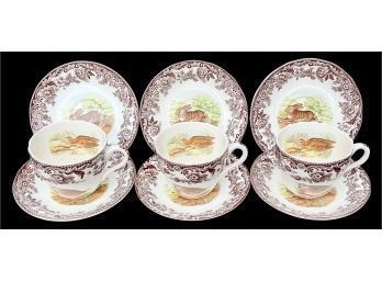 Spode Woodland Pattern Cups And Saucers