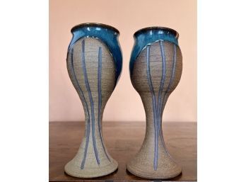 2 Signed Ceramic Goblets