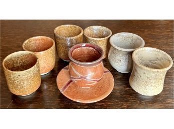 Whitefish Pottery Set Of Miniature Ceramic Cups And Small Plate