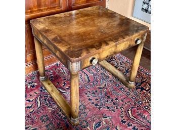 Nice Quality Vintage Burled Wood Side Table With Drawer