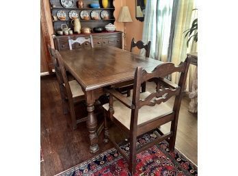 Circa 1920s Gorgeous Wooden Table With Six Chairs And Two Additional Leaves