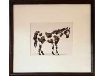 Damre Signed Watercolor Horse Painting