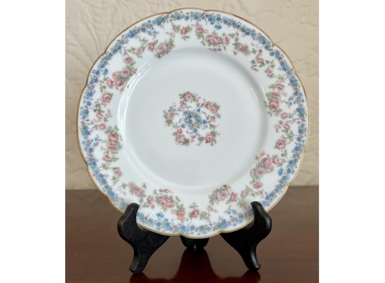 11 Antique Haviland Limoges France Plates With Blue And Pink Flowers