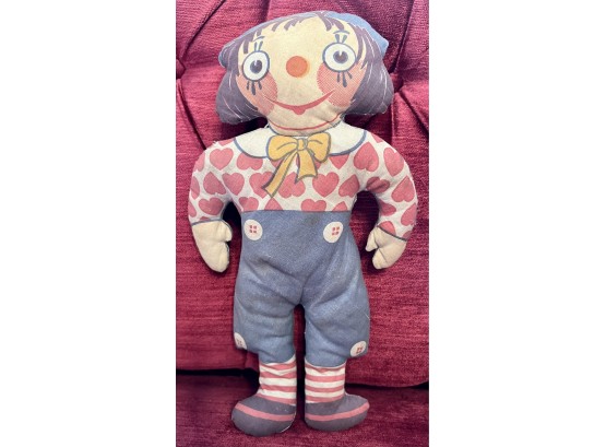Antique Cloth Raggety Andy Doll Faded 13'